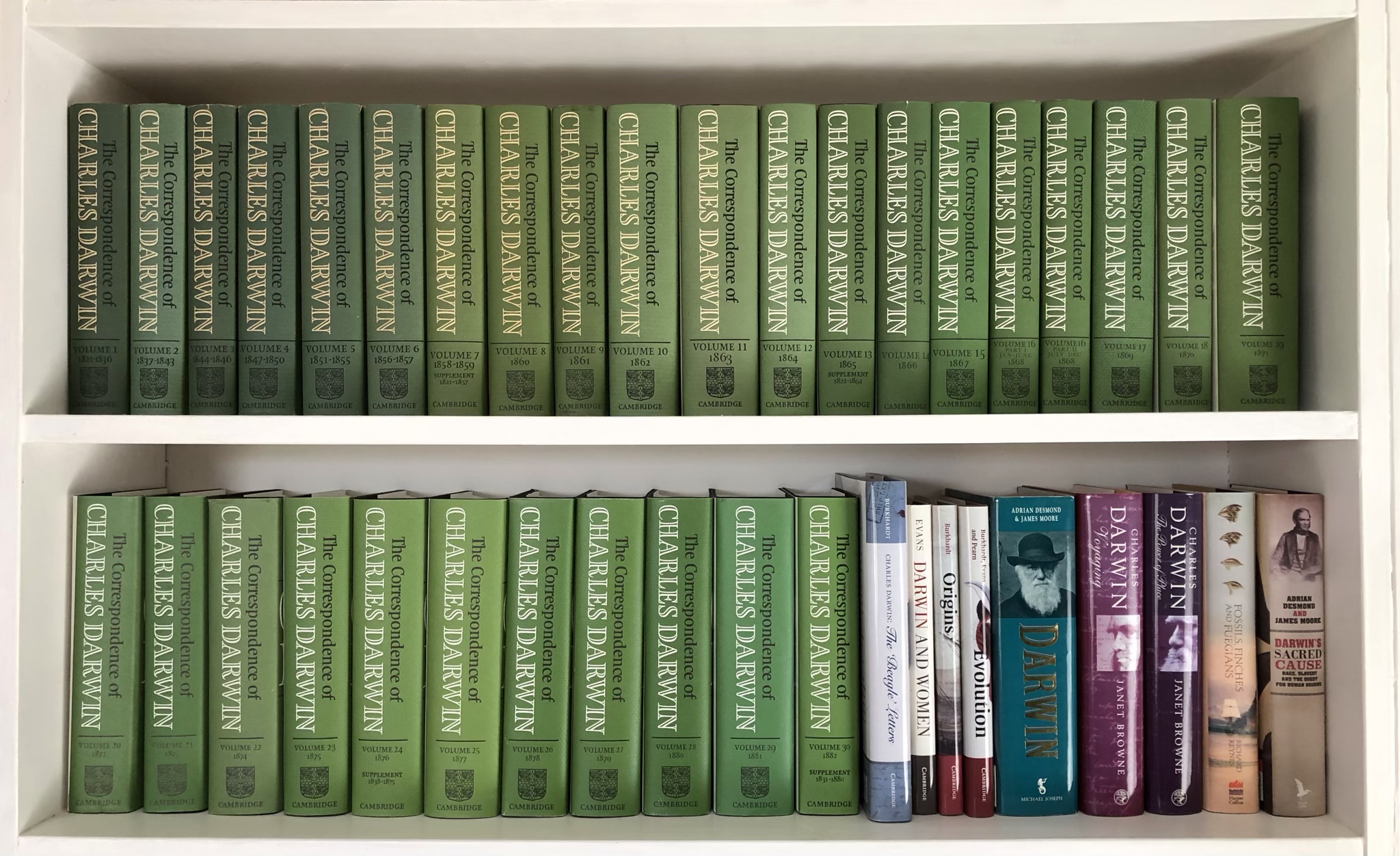 The full 30-volume (31-book) set of the Correspondence of Charles Darwin.
