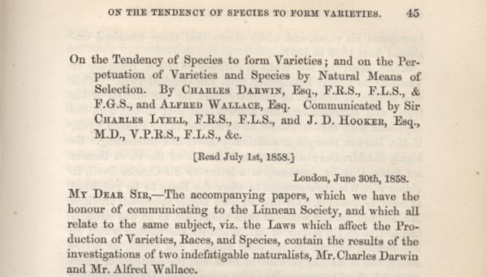 01-Jul-1858: Darwin goes public