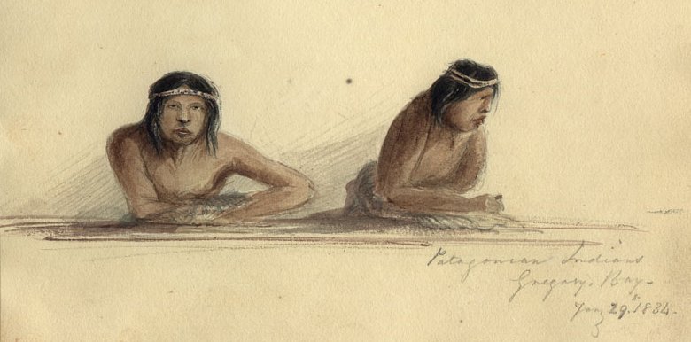 Patagonian Indians, Gregory Bay by Conrad Martens. Cambridge University Library