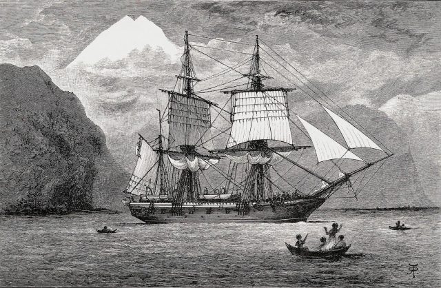 HMS Beagle in the Straits of Magellan
