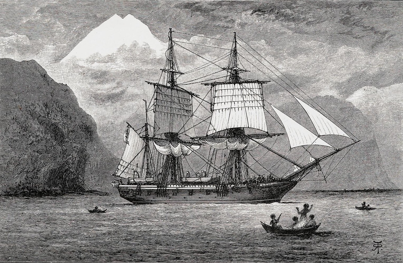 HMS Beagle in the Straits of Magellan
